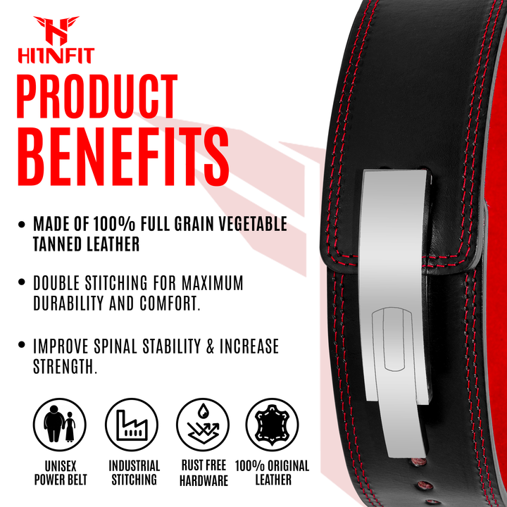 Premium 10mm Genuine Full-Grain Leather Lever Powerlifting Belt