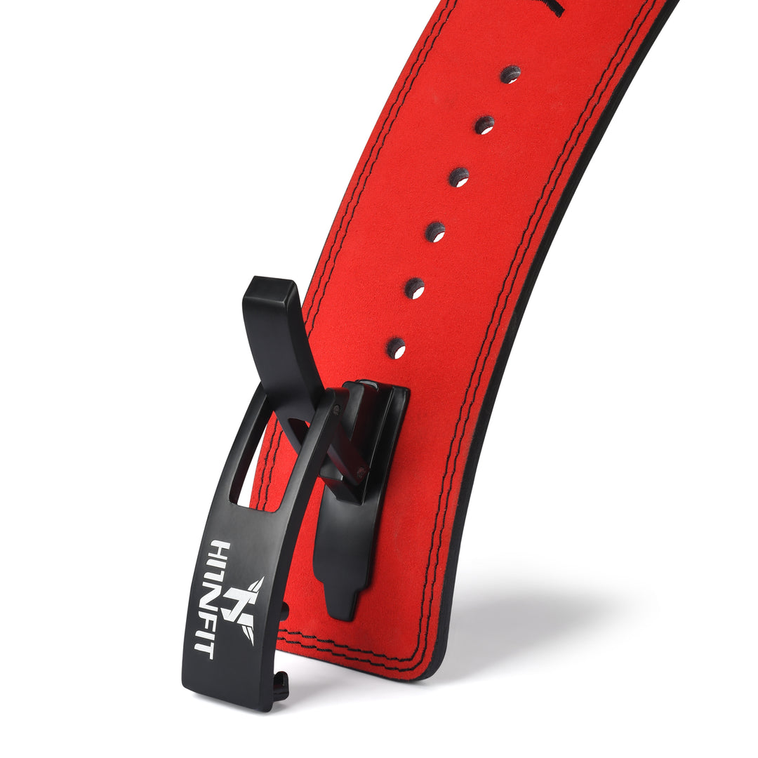 10mm Premium Leather Lever Belt Red- IPF Compliant