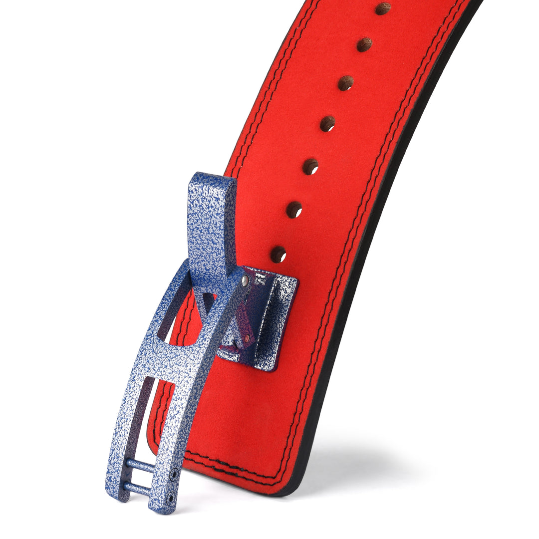 13mm Premium Vegetable Leather Powerlifting Lever Belt Red/Black- IPF Compliant