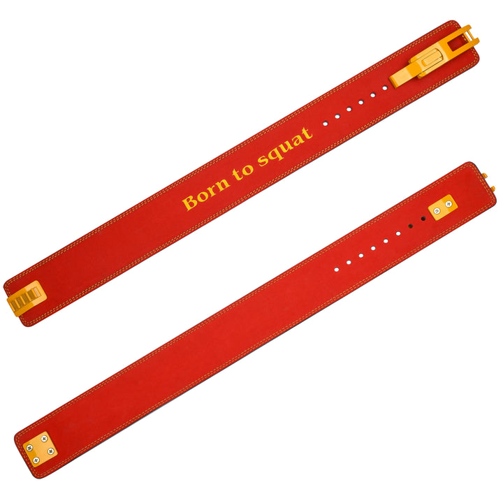 13mm Premium Vegetable Leather Powerlifting Lever Belt Red- IPF Compliant