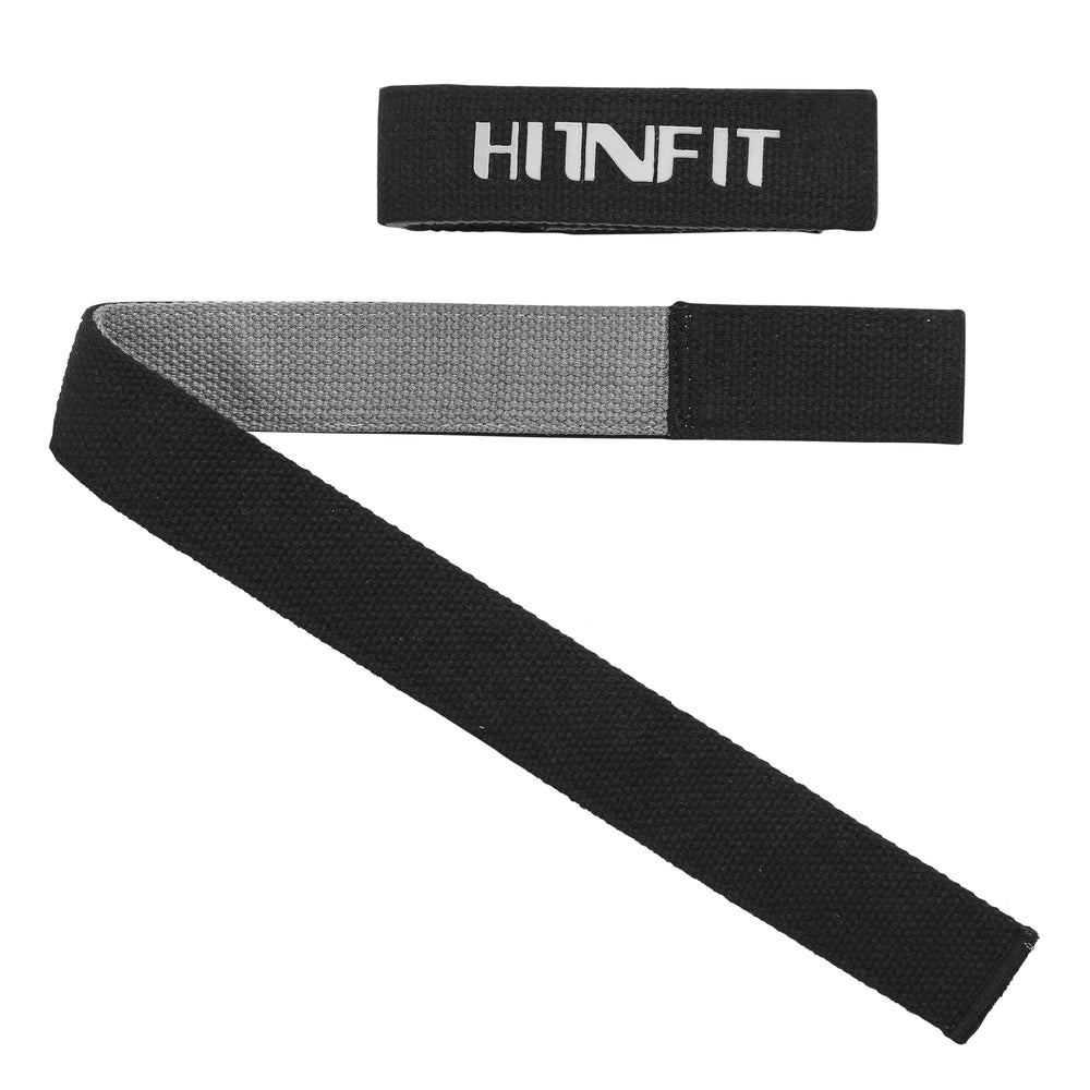 Grey & Black Weightlifting Leather Wrist Straps 