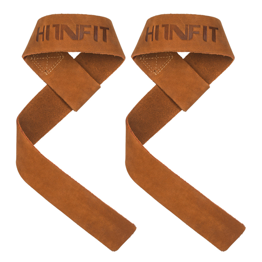 Premium Weightlifting Leather Wrist Straps-Brown Sued | 45cm