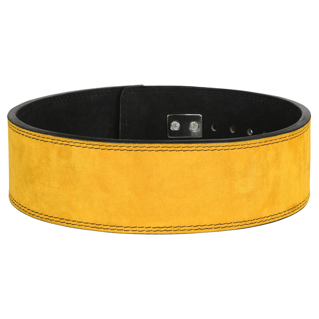 Yellow Leather Suede Weightlifting Lever Buckle Belt