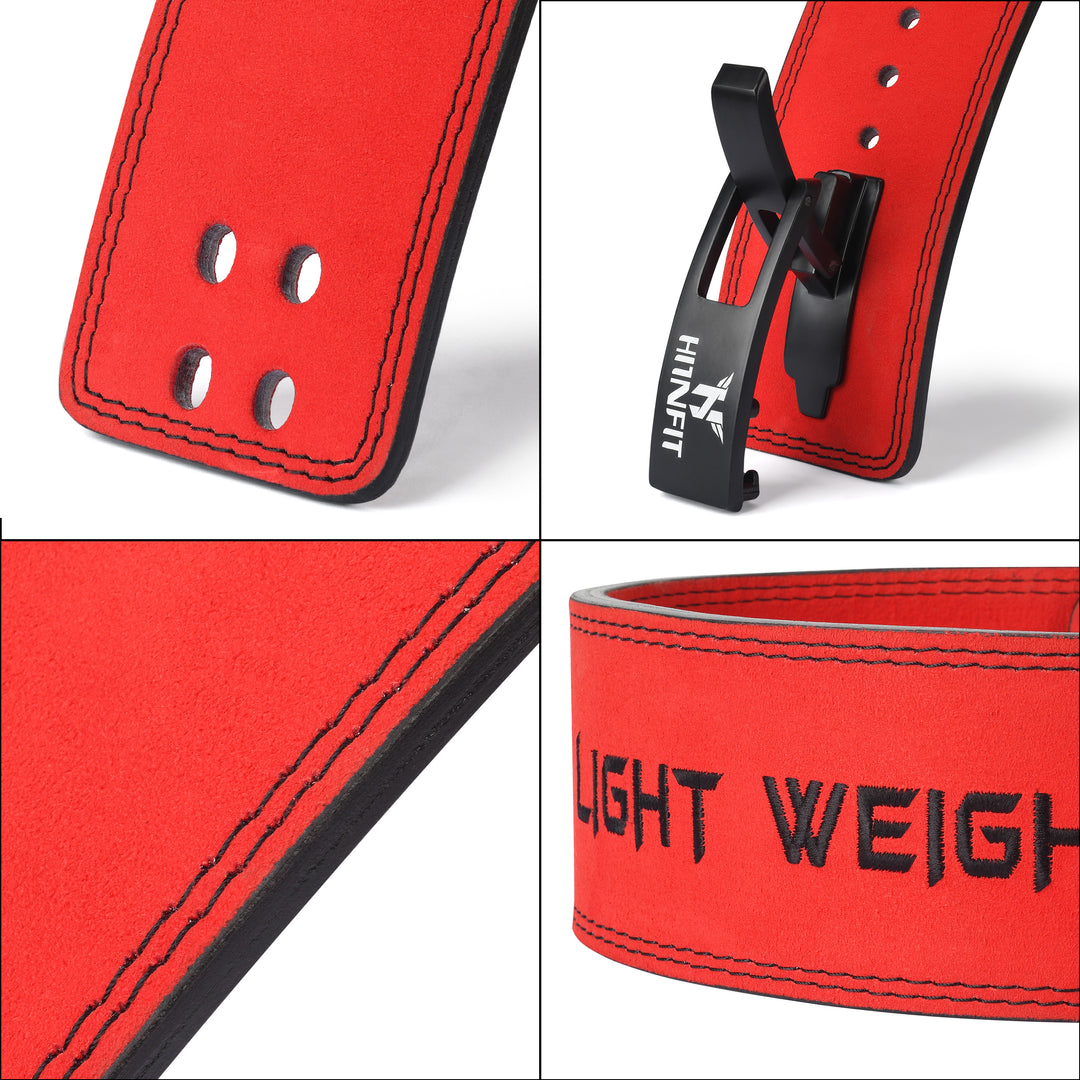 10mm Premium Leather Lever Belt Red- IPF Compliant