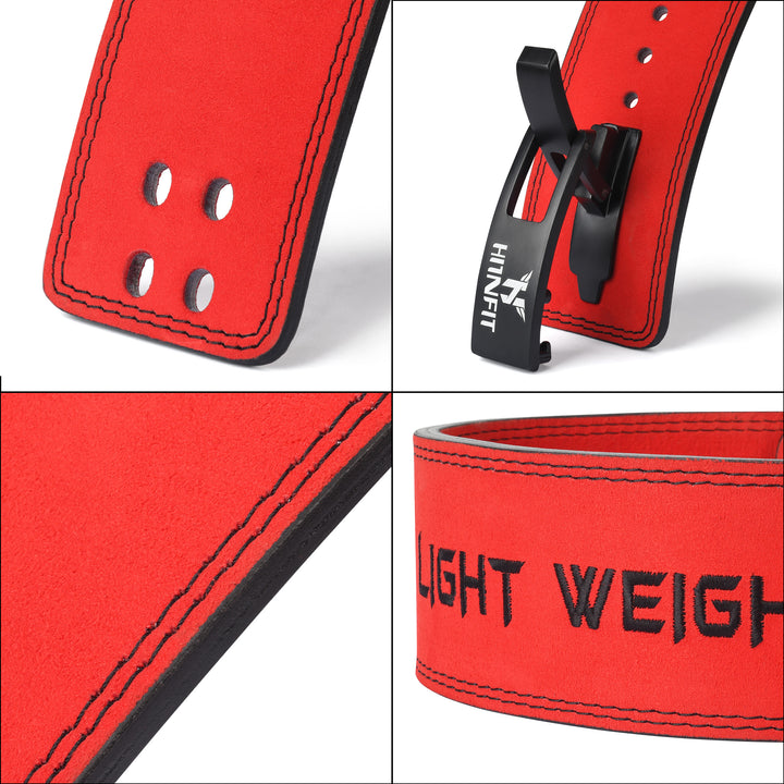 10mm Premium Leather Lever Belt Red- IPF Compliant