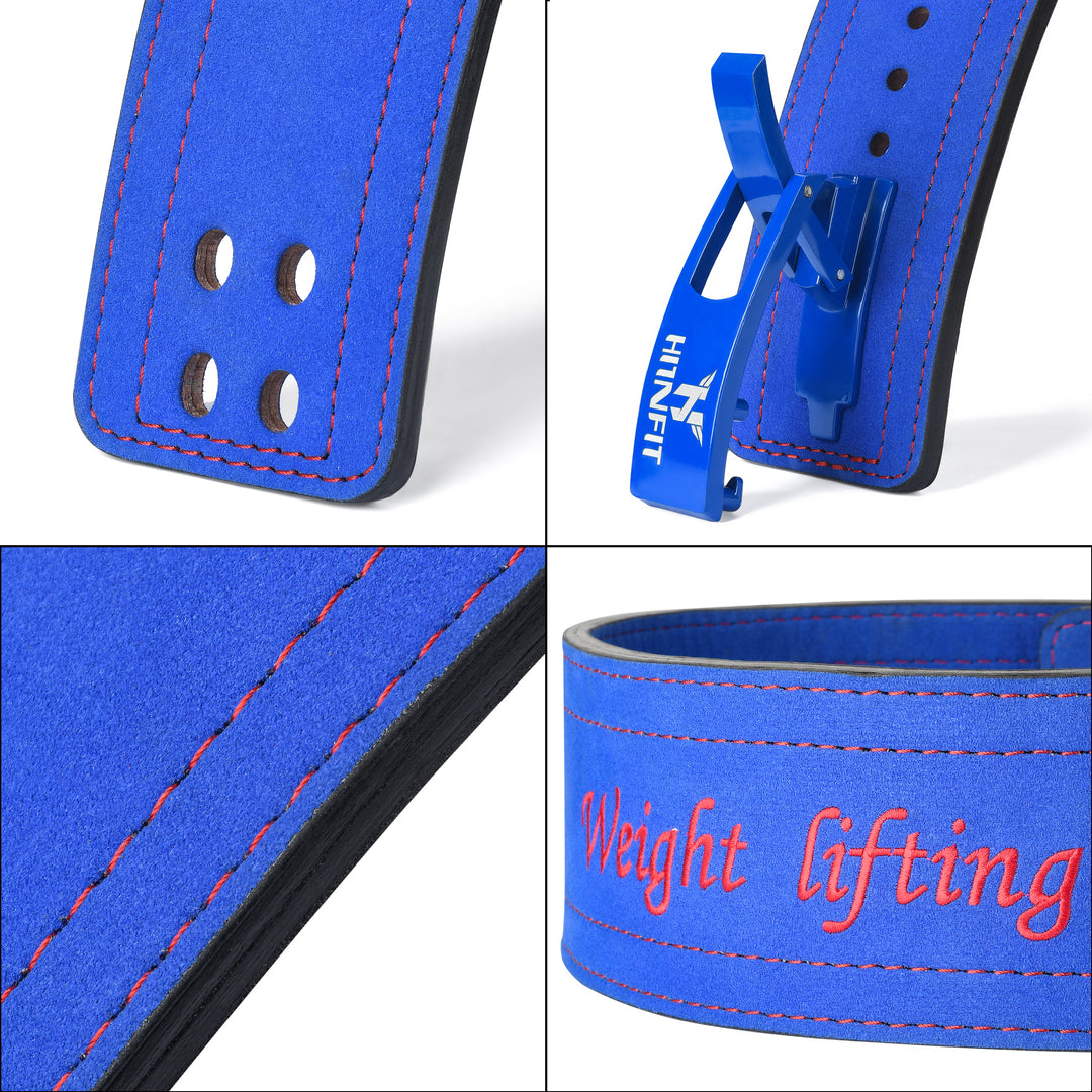 10mm Premium Leather Lever Belt Blue- IPF Compliant