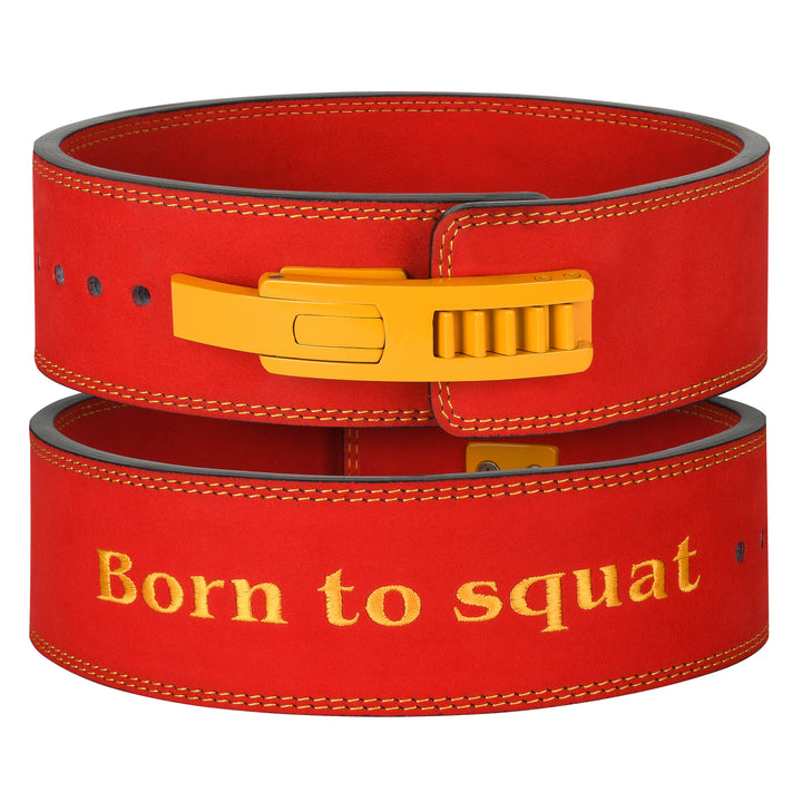 13mm Premium Vegetable Leather Powerlifting Lever Belt Red- IPF Compliant