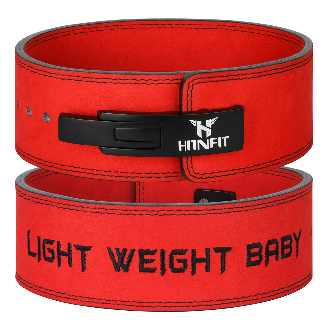 10mm Premium Leather Lever Belt Red- IPF Compliant